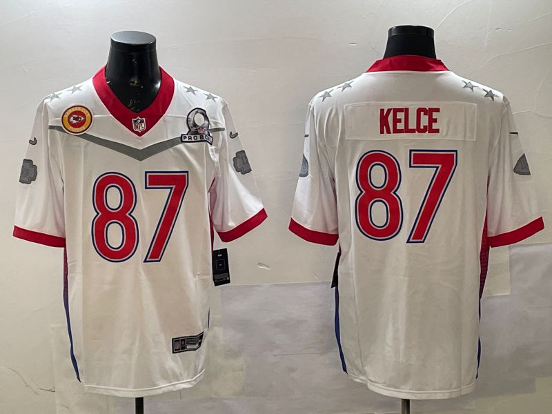 Men Kansas City Chiefs 87 Kelce White All star 2025 Nike Vapor Limited NFL Jersey style 5